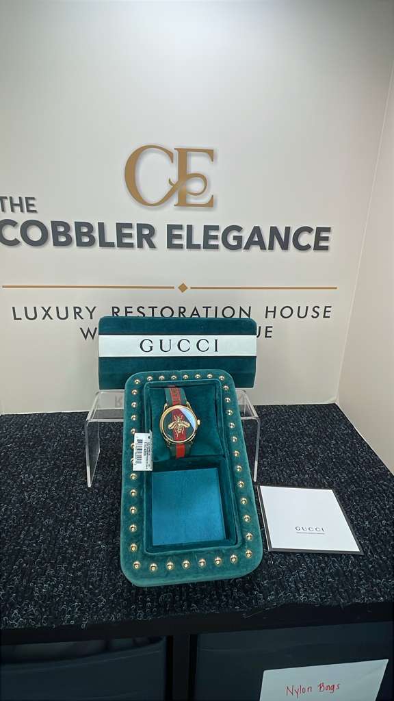 Gucci G-Timeless Bee Watch Gold Case Web Strap New | $910